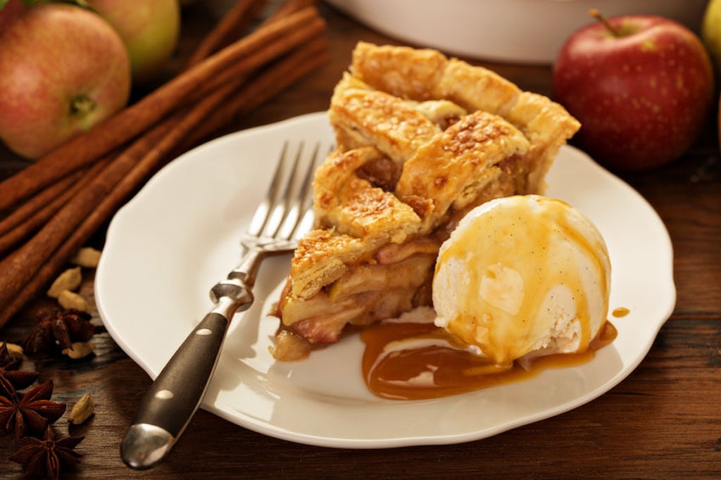 Apple pie a la mode with cannabis ice cream