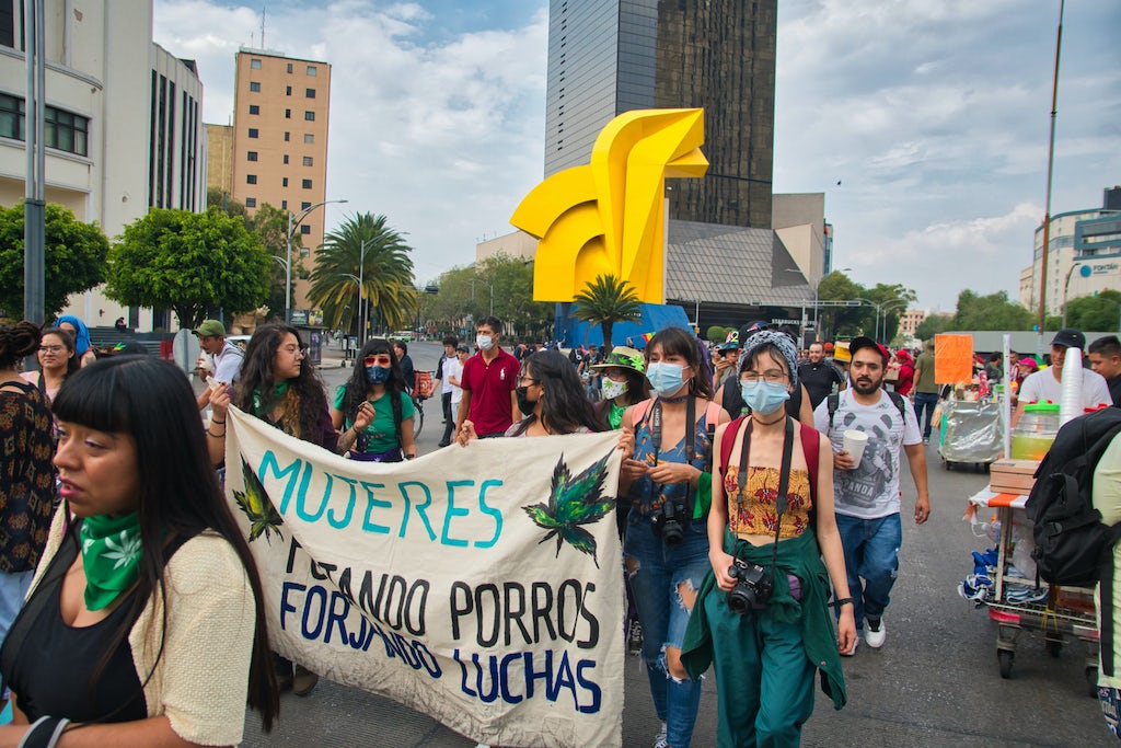 Activists and citizens march and protest for the recreational use and legalization of marijuana in Mexico City, Mexico (Shutterstock)