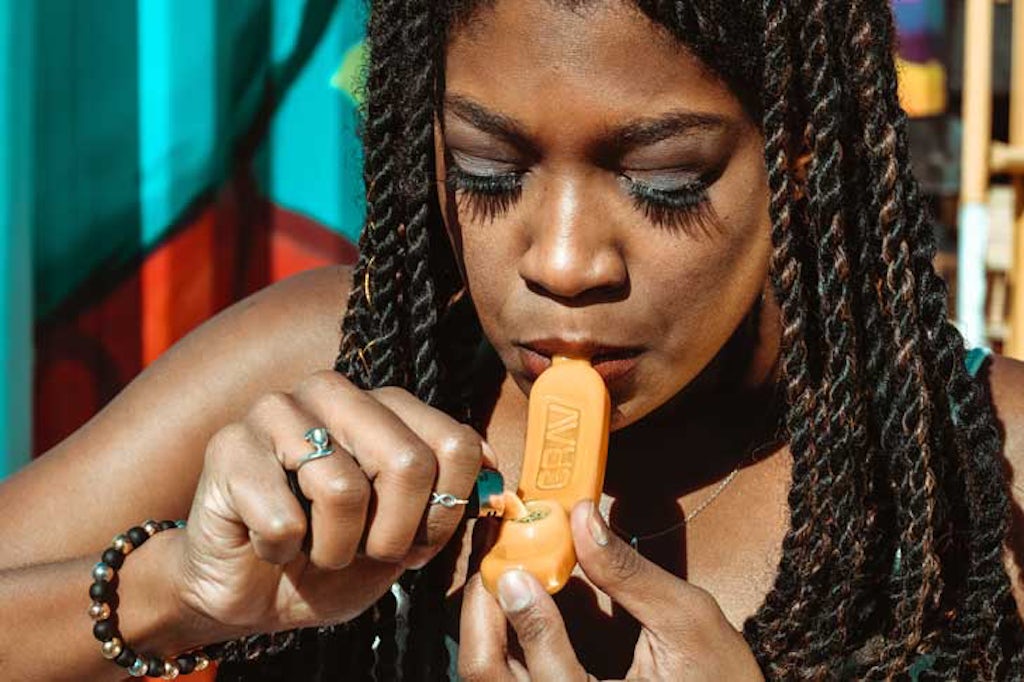 Smoking marijuana from a pipe