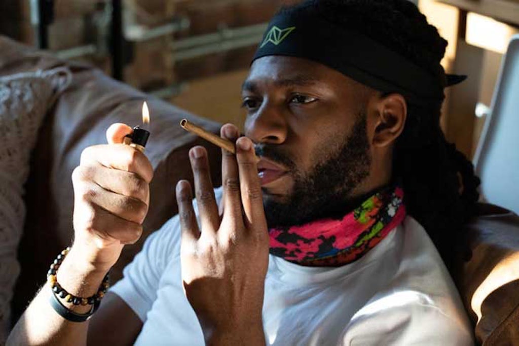 Smoking a blunt indoors