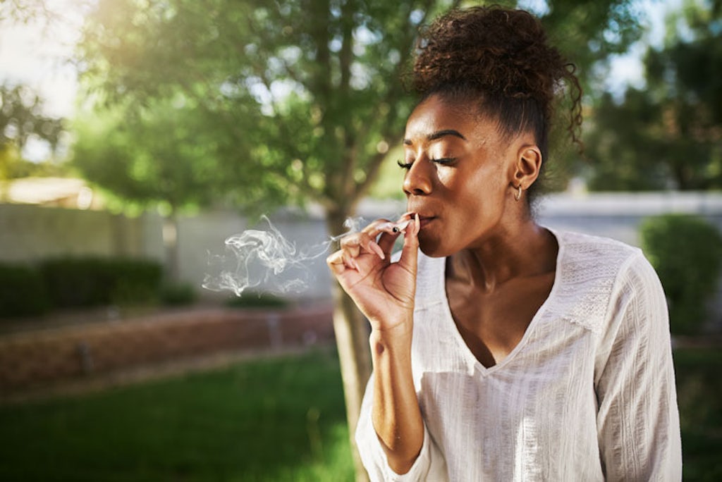 woman smoking Marijuana