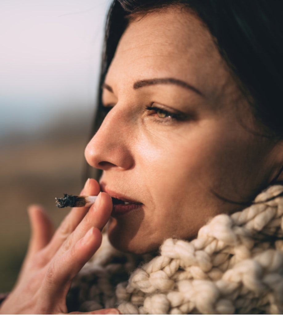 Woman smoking joint