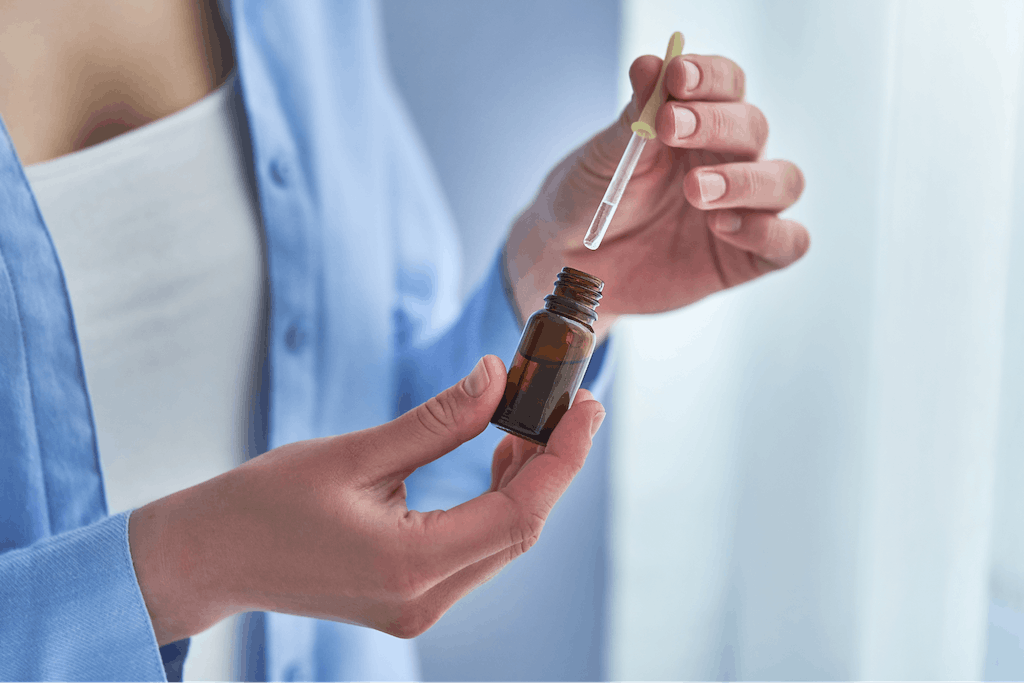 A woman using essential oils